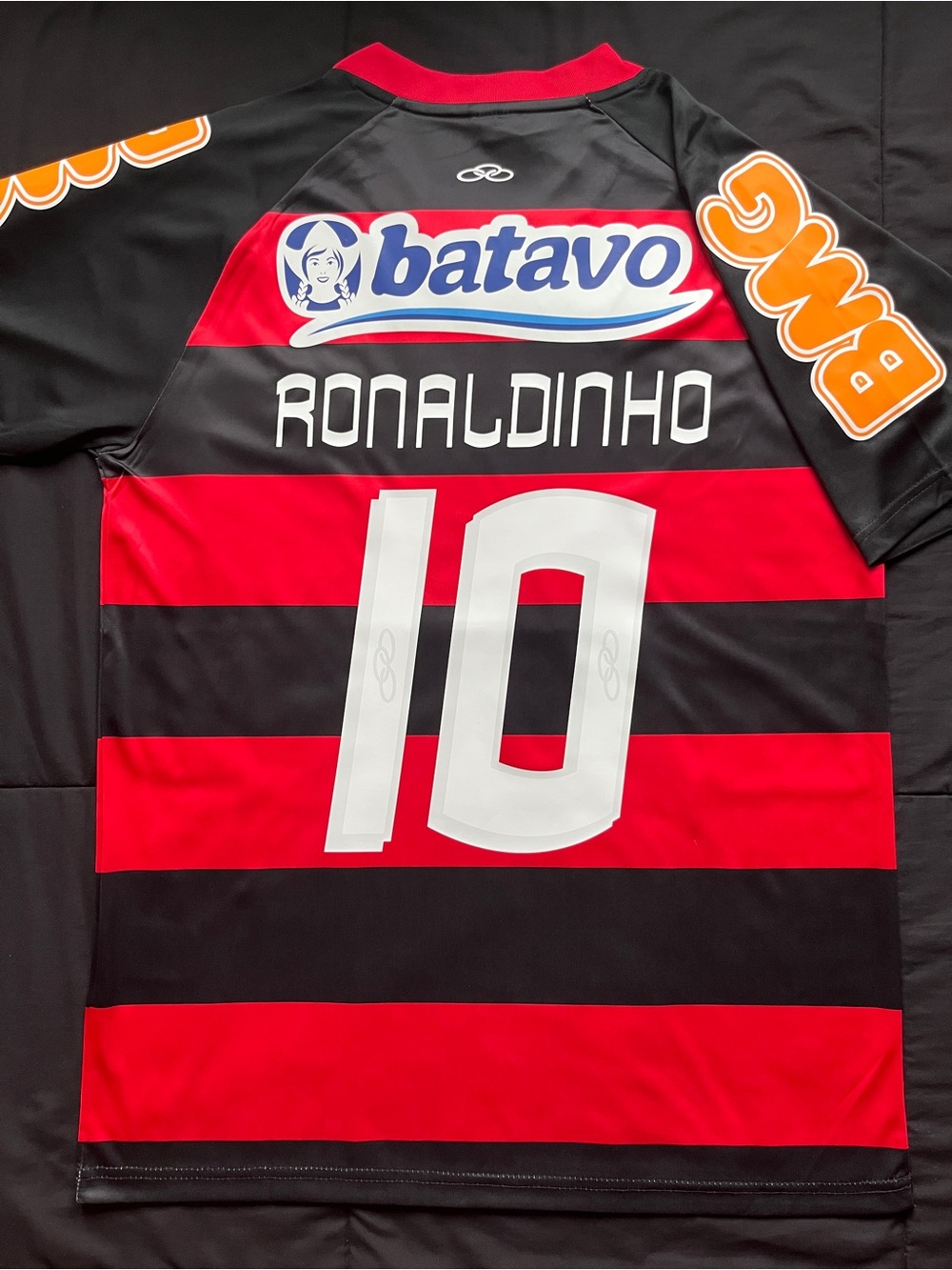Ronaldinho #10 Brazil Flamengo Large Retro Soccer Jersey Red Black